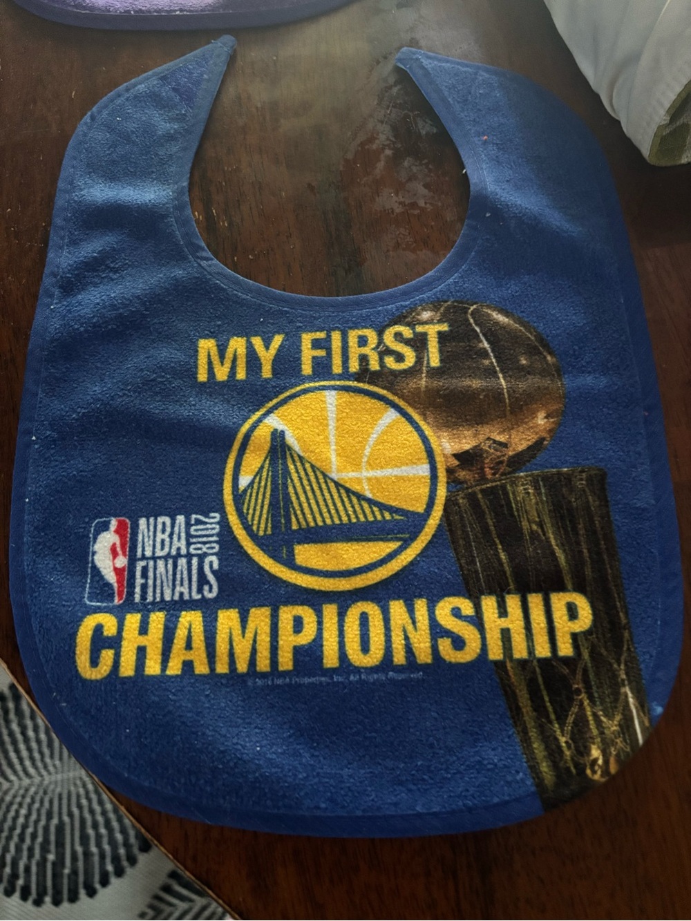 Wincraft Blue and Yellow Golden State Warriors 'My First Championship' Baby Bib